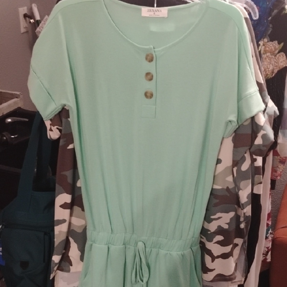 Zesica Mint Green Button-Down Dress